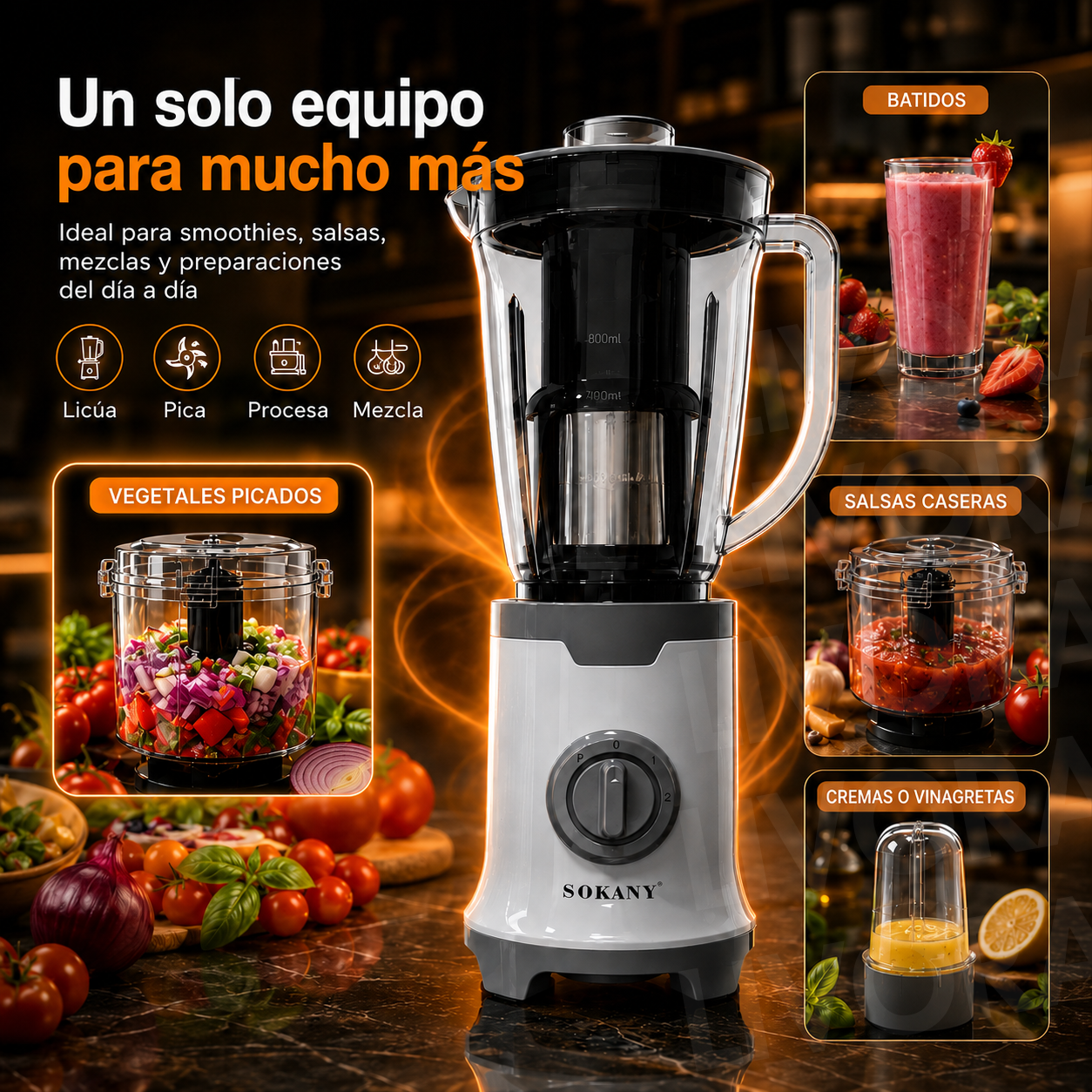 LICUADORA SOKANY 4 EN 1